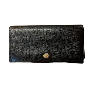 DUNHILL Long Wallet in Black Pebbled Leather Unisex